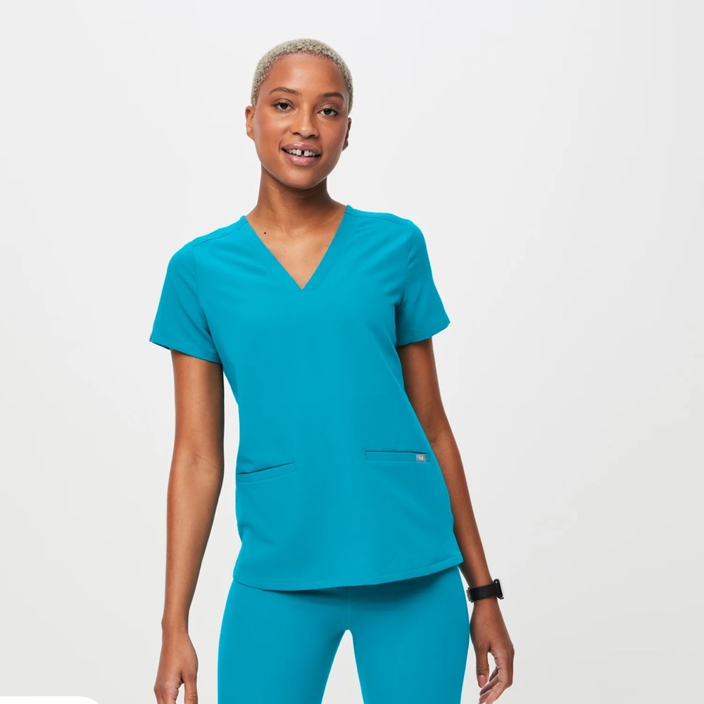 Teal V-Neck Women's Top
